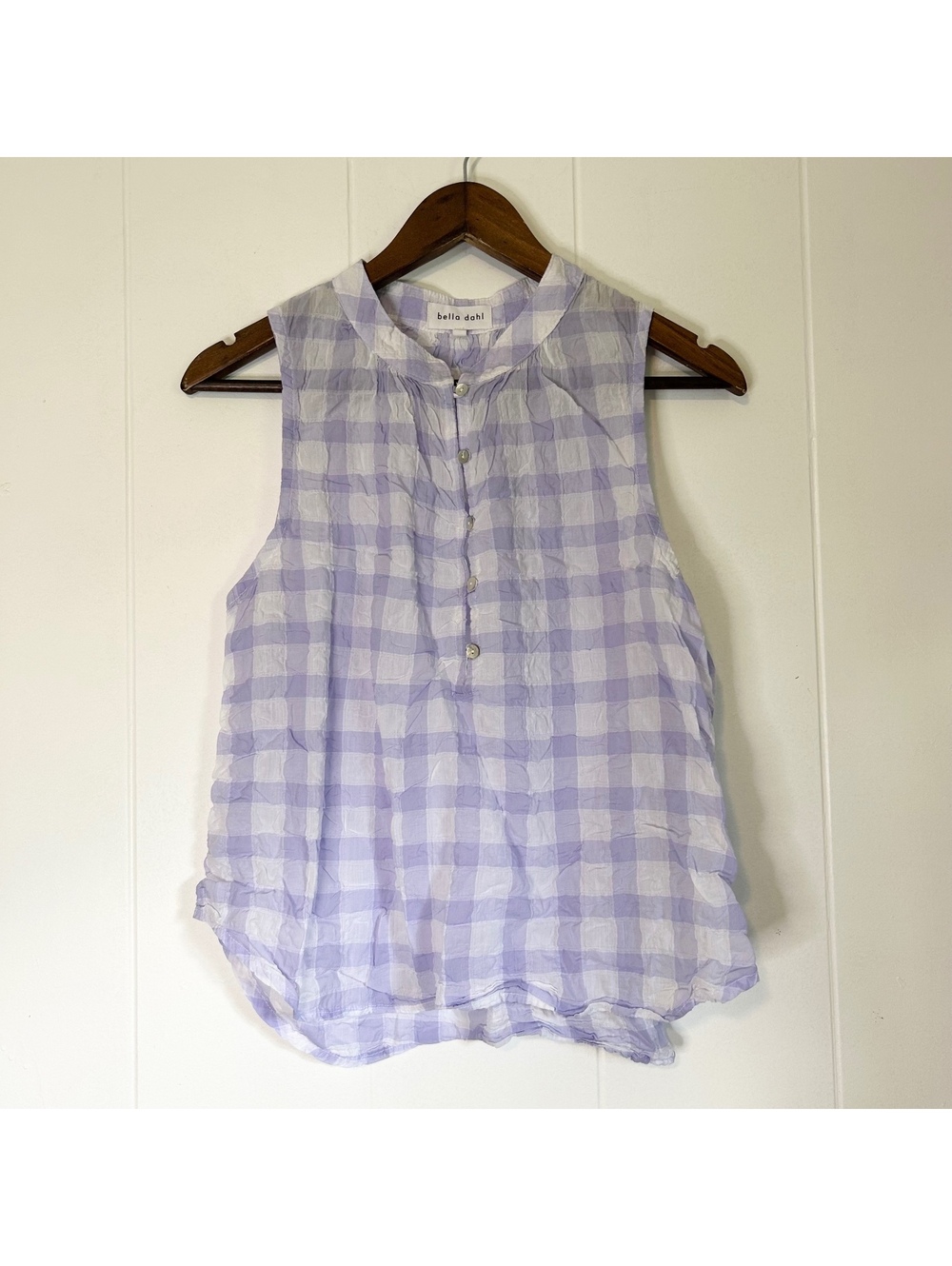 Bella Dahl Purple White Checkered Sleeveless Top Women's Medium